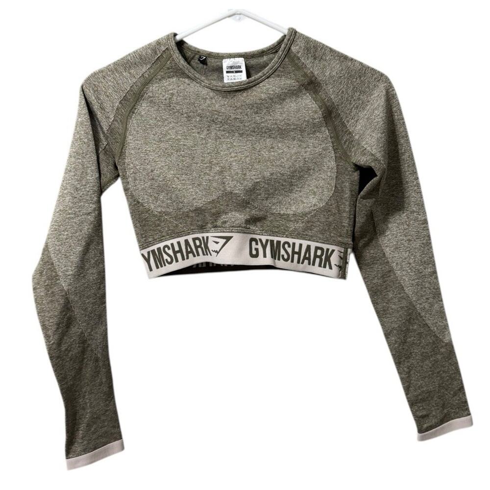 Gymshark Women Sports Long Sleeve Crop Top Green Size Small‎ Athleisure Athletic